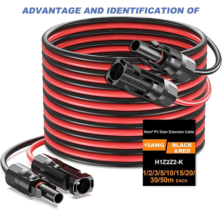 Кабели тамдиди панели офтобии 2x50 фут 10AWG сими панели офтобӣ