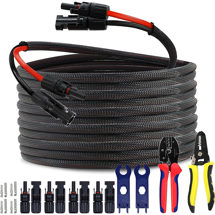 Сими дугонаи 50FT сими васеъкунии офтобӣ 10AWG (6мм2) сими панели офтобӣ